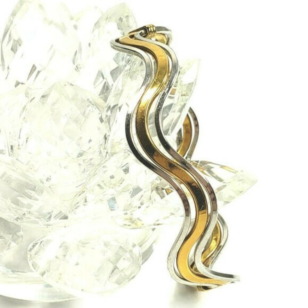 Vintage Avon Bangle Wavy Gold and Silver Tone - Picture 4 of 6